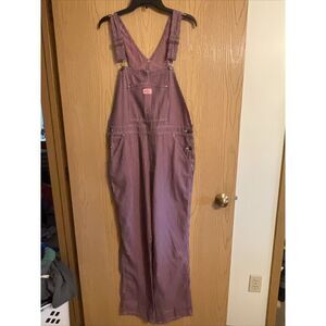 Women's Dickie's Bib Overalls Engineer Striped Blue & Pink Size Large